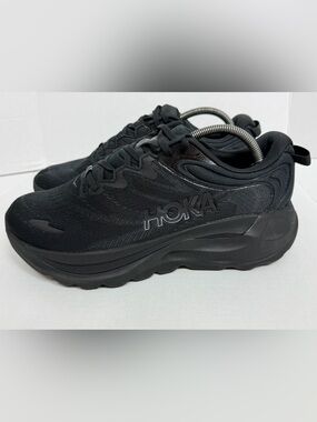 Hoka One One Womens GAVIOTA 6 Triple Black Running Sneakers Sz 10.5 2E X-WIDE